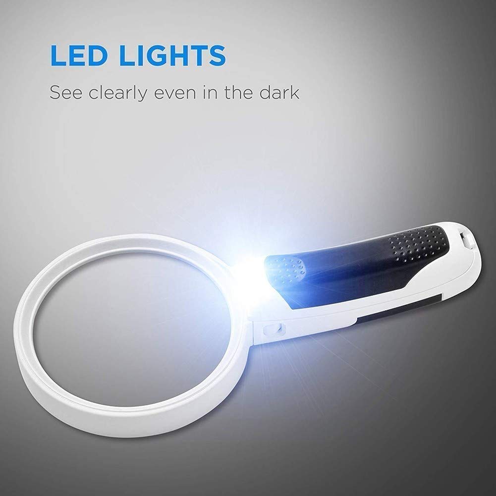 Lupe zum Lesen, Handlupe mit Beleuchtung, superklare, leichte Hochleistungs-LED-Lupe mit Licht