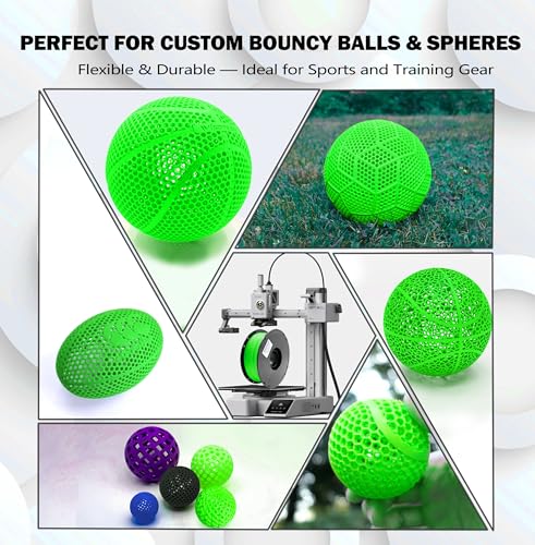 Image of FlexiTough Flexible Filament Specifically for Printing Real-Game Bouncy Airless Basketball,1.75mm,1KG (2.2lbs), Green