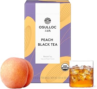 OSULLOC Peach Black Tea (Peach Flavor), Iced tea bags, Fruit tea Blend, Premium Teabags from Jeju Island, 20 count