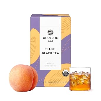OSULLOC Peach Black Tea Peach Flavor, Iced tea bags, Fruit tea Blend, Premium Teabags from Jeju Island, 20 count