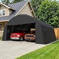 COBIZI Carport 20x20 Heavy Duty 2 Car Carport Canopy, Portable Garage & All-Season Vehicle Shelter, Galvanized Frame Outdoor Storage Shed with Removable Doors and Vents, Dark Gray