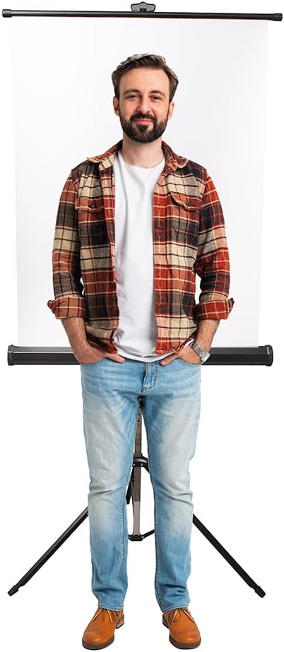 Retractable White Photo ID Backdrop for Passport Photos (Free Standing) 8' x 10'