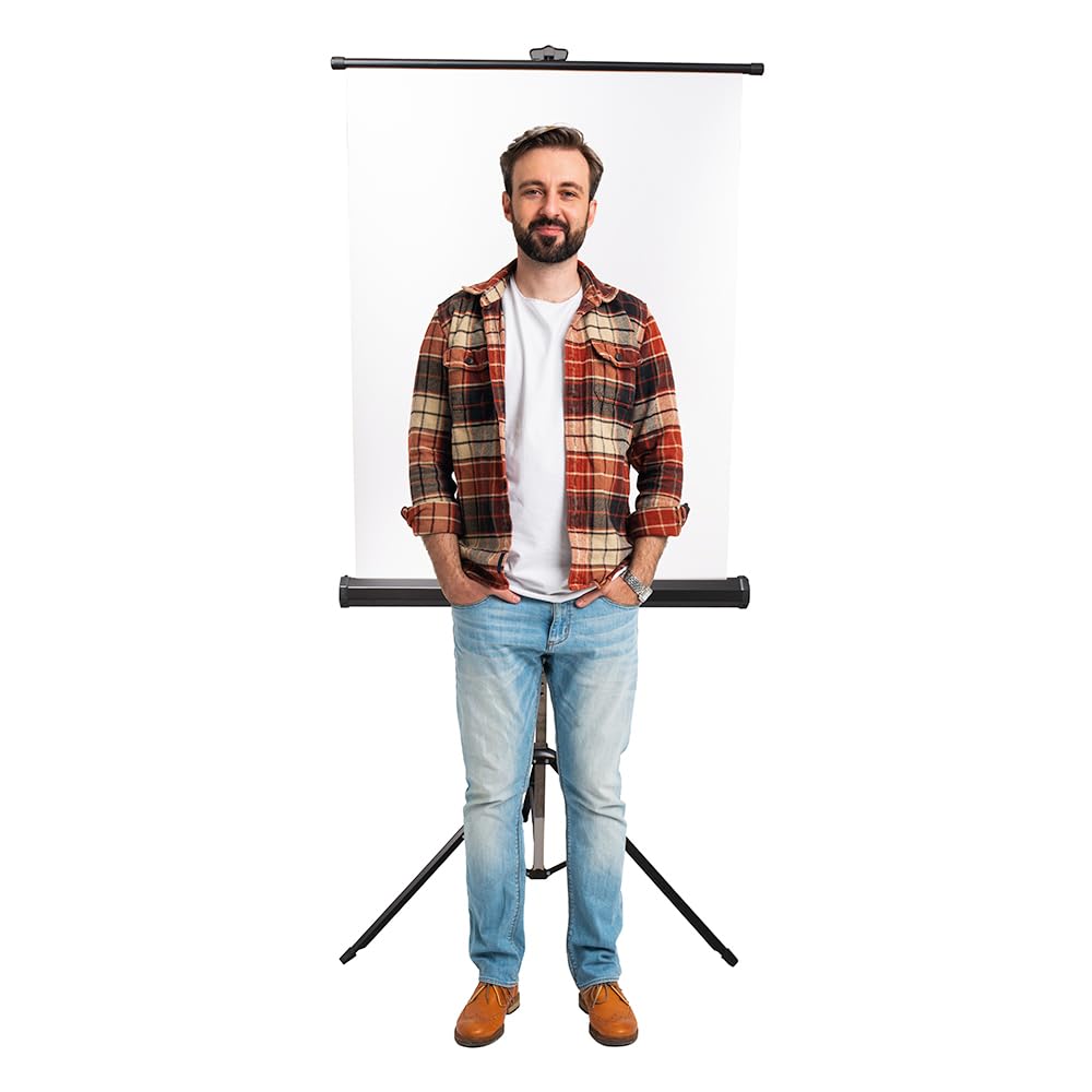 Retractable White Photo ID Backdrop for Passport Photos (Free Standing)