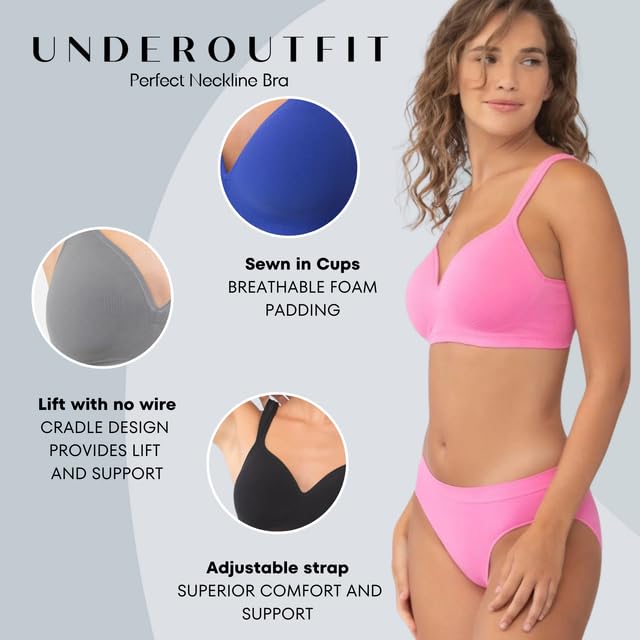 Underoutfit Perfect Neckline Everyday Wireless Bra - Comfy Women's Without Underwire3