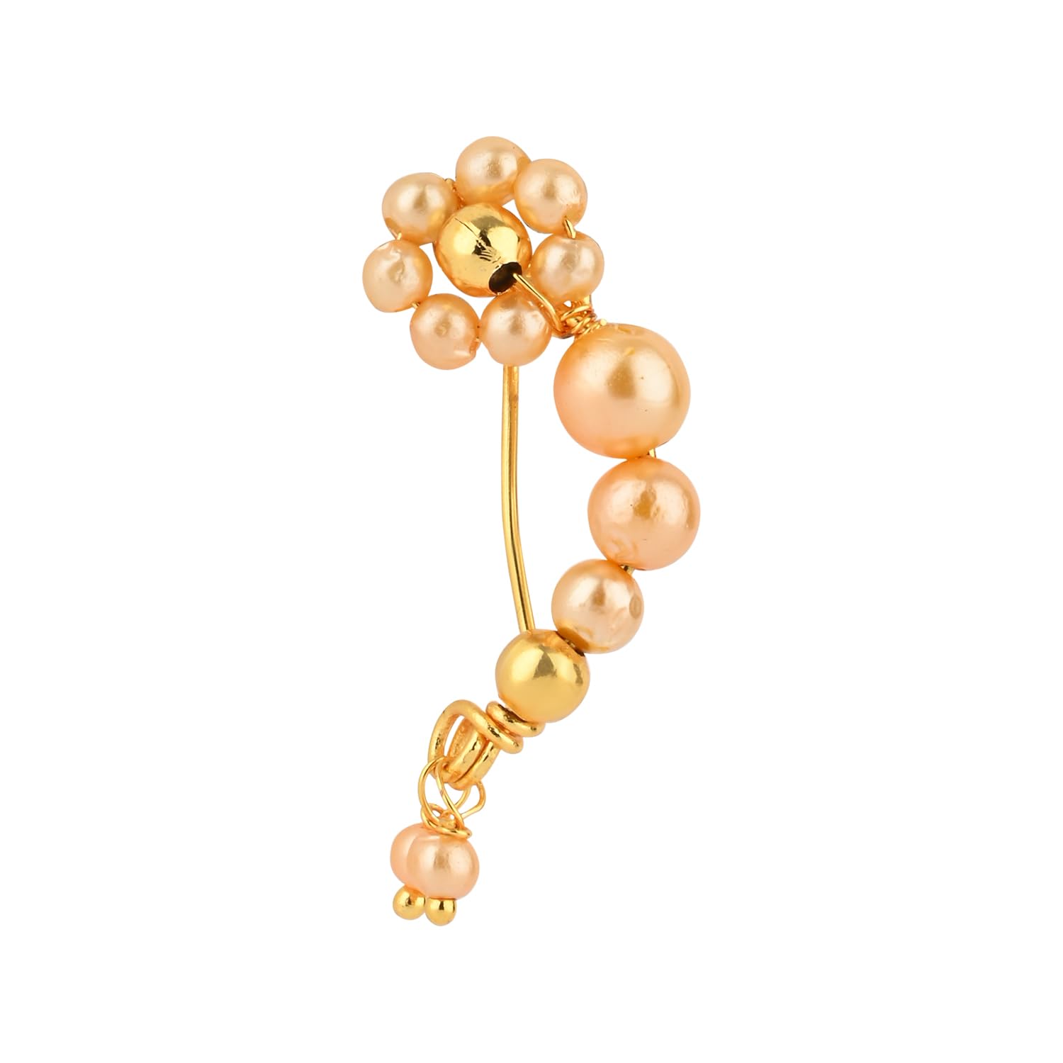 I Jewels Gold Plated Traditional Non Piercing Maharashtrian Pearl Nath For Women (Style 4) (B0DDY2MV19) Amazon Price History, Amazon Price Tracker