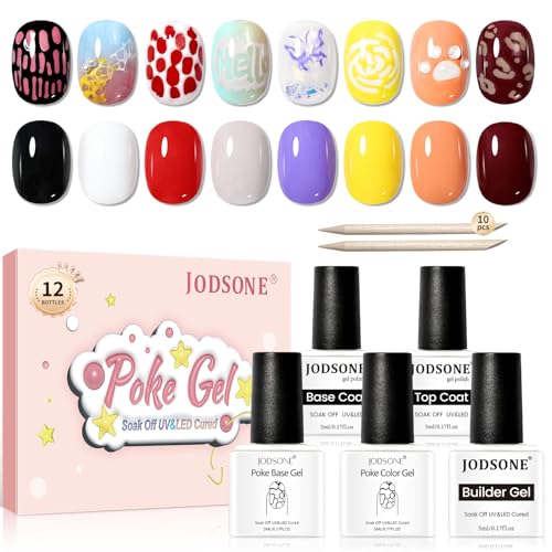 Set de Esmaltes Gel Poke 8 Colores con Base y Top Coat