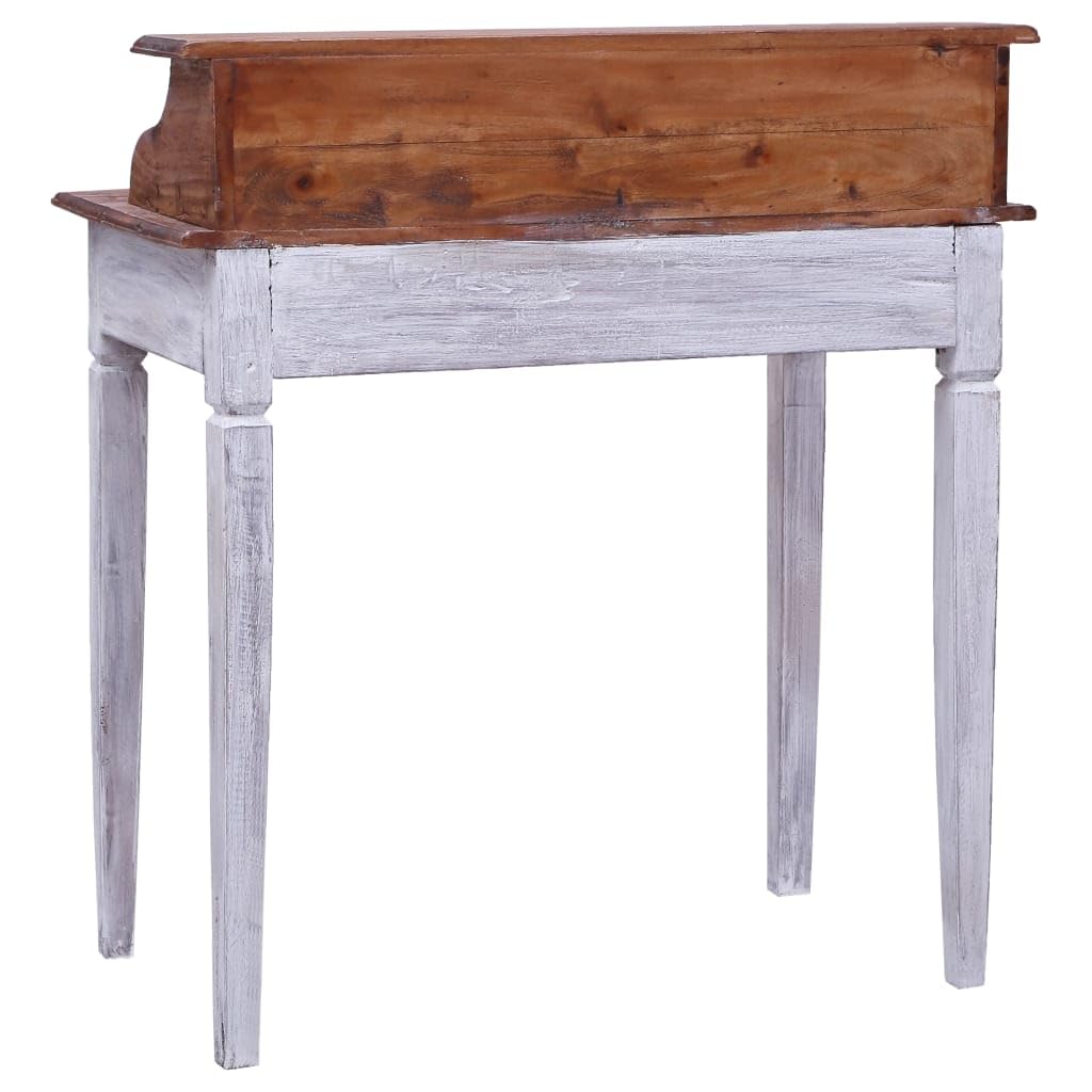 Scrivania con cassetti in legno massiccio anticato, 90 x 50 x 101 cm, segretario per ufficio, casa, studio e gioco, con spazio e ripiano