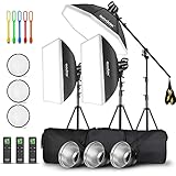 Godox 3 Pack SL-60W 180W CRI95+ White Continuous Output Lighting LED Video Light Bowens Mount Kit for YouTube,Video Shooting,Studio,Children Photography,Wedding &Softbox,Light Stand,Carrying Bag(110V)