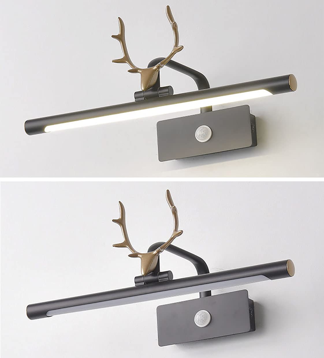 Luz espejo baño, luz espejo LED con sensor movimiento, luz pared gabinete tocador cromada iluminada, IP44 impermeable fácil instalación para maquillaje imagen tocador lavado