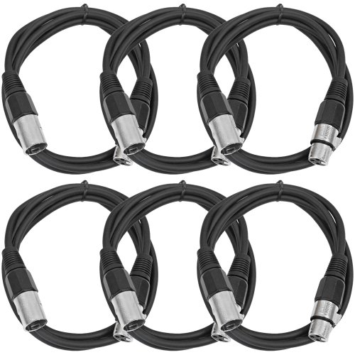 Câble XLR mâle femelle symétrique de 1,8m Seismic Audio SAXLX-6Black6
