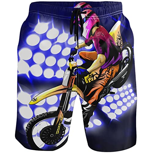 visesunny Motocross Beautiful Jump Summer Men's Swim Trunks Quick Dry Bathing Suits Beach Holiday Party Swim Shorts