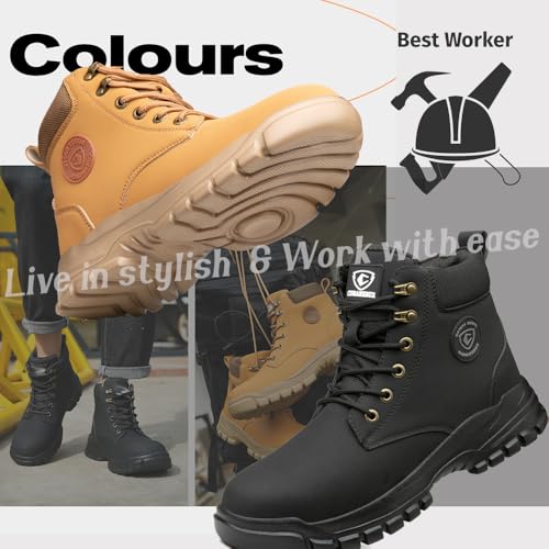 Image of Womens Steel Toe Boots Lightweight Comfortable Fashion Safety Boots Composite Toe Industrial Construction Work Shoes Men