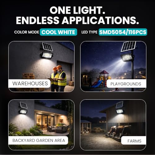 Image of hardoll Solar Flood Light 300W with Remote, Cool White LED, 5M Cable, Waterproof IP65 ABS + Glass Body, 30000mAh Lifepo4 Battery for Home, Garden, Terrace, Outdoor (Pack of