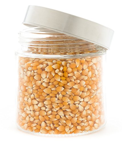 EatNeat 4-Piece Beautiful Glass Kitchen Canister Set with Stainless Steel Lids, Round Dry Food Storage Containers