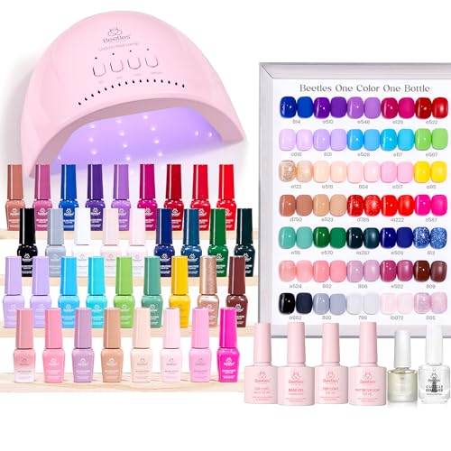 Image of Beetles Gel Nail Polish Kit with U V Light - 35 Colors 68 Pcs Gel Polish Set One Color One Bottle Seasonal Whispers Nails Kit with Top Base Coat Beauty Must Have DIY Salon Manicure Gifts for Women