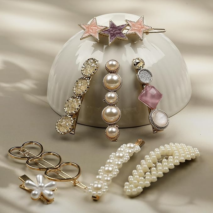 Korean Fashion Style Pearl Rhinestone Metal Hair Clips Hair Pin Stylish Jewellery Hair Accessories for Women’s & Girls