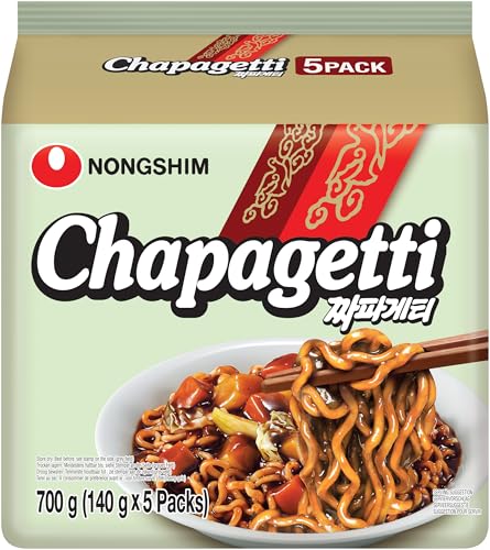 Nong Shim Instantnudeln Chapaghetti – Traditionelles koreanisches Nudelgericht - schnelle Zubereitung – 1er Multipack - 5 x 140g