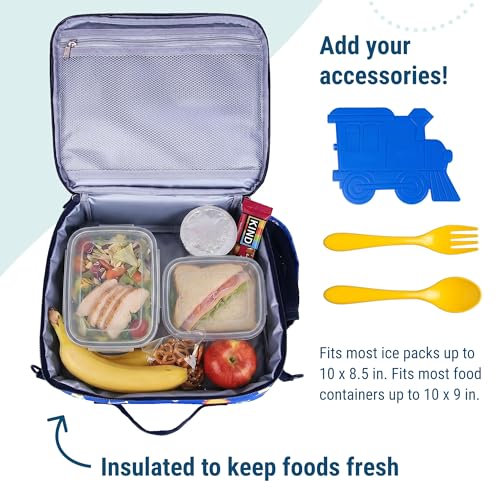 Image of Wildkin Kids ECO rPET Insulated Lunch Box - Keeps Food Hot or Cold, Easy-Clean Lining, Mesh Pockets & BPA-Free - Boys & Girls, Ideal for School, Travel & Daycare - Out of This World