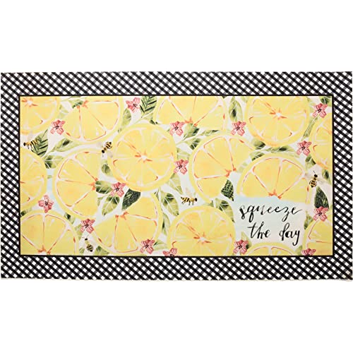 Primitives by Kathy Colorful Lemon Floral Design Squeeze The Day Decorative Entryway Door Mat