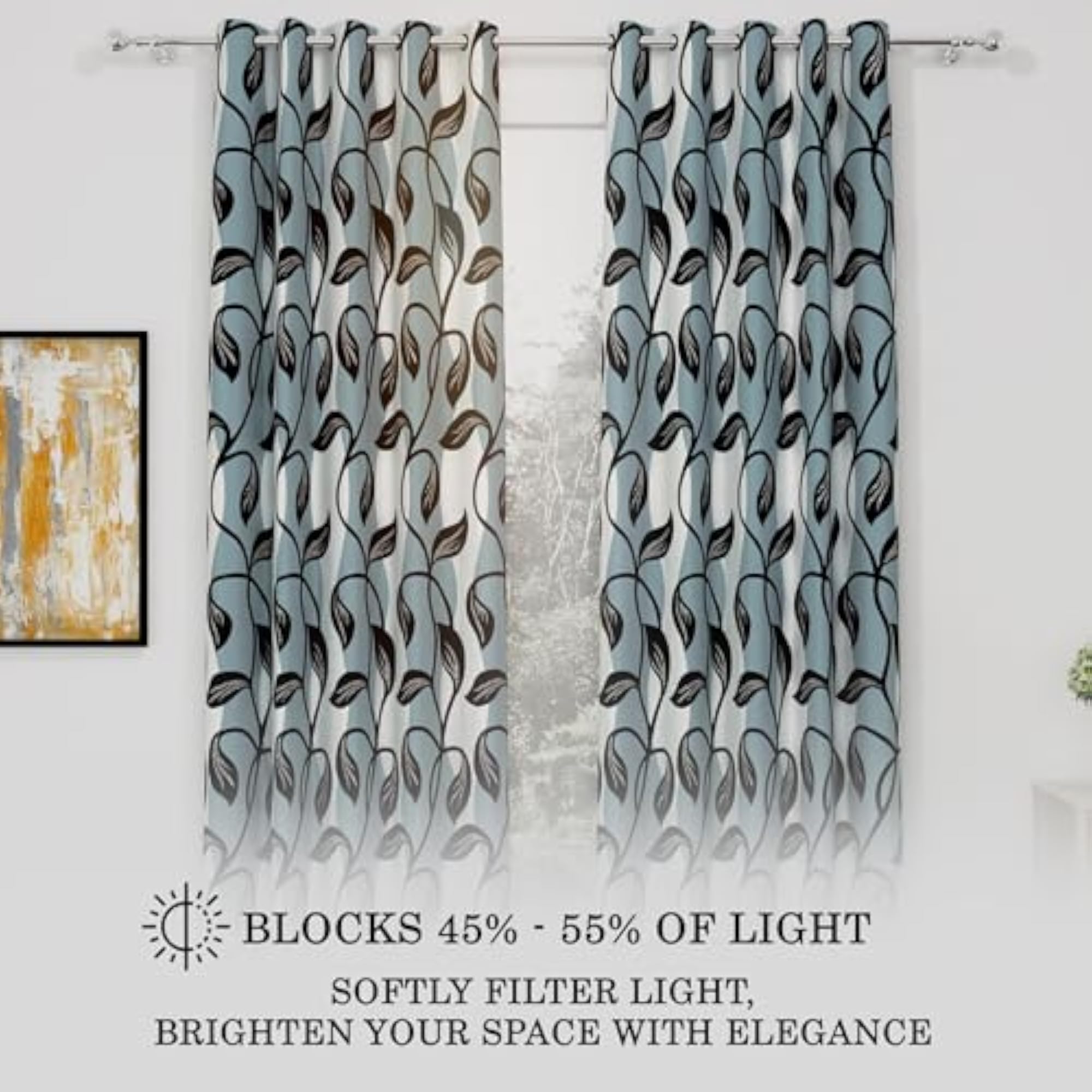 Window Curtains 5 Feet Long Set of 10, Floral Design