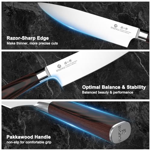 Image of imarku 18-Piece Japanese Santoku Stainless Steel Knife Set with Block