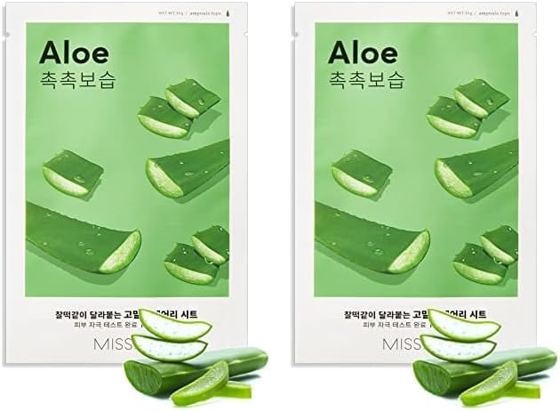 MISSHA Aloe Vera Özlü Esnek Görünüm Sunan Yoğun Nemlendirici Yaprak Maske 2li paket