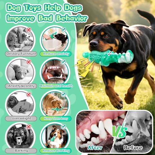 Image of Jeefome Dog Chew Toys for Aggressive Chewers Tough Squeaky Alligator