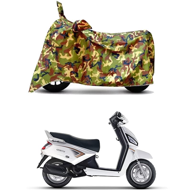 Image of Waterproof 100% PVC Coated Bike Scooty Two Wheeler Body Cover Compatible for Mahindra Gusto 110 /UV-Rays /Heat Protection /Birds Dropping /Scratchproof /Dust Proof /All Varient[6X6 Jungle Print]