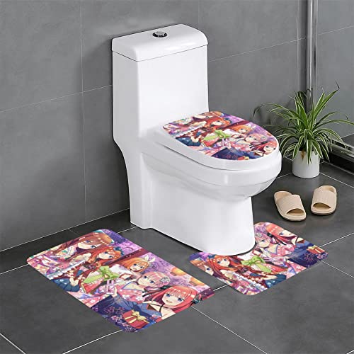 五等分の花嫁 3点セット トイレマット フタカバー 便座カバー 足元 U型 O型 拭ける 滑り止め 通用型 吸水 洗える 速乾 浴室マット おしゃれ 人気 かわいい 40x60cm