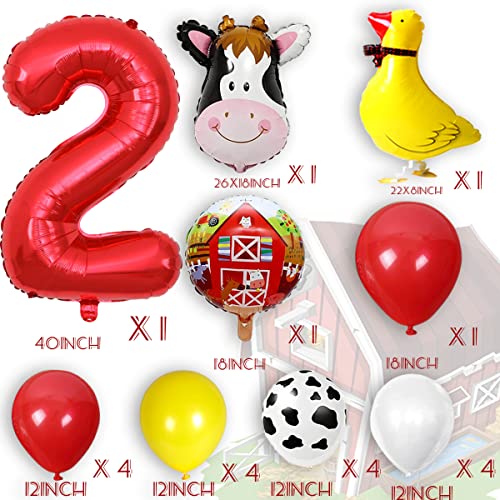 Farm Animal Birthday Party Supplies,Barnyard 2Nd Birthday Party Balloon Garland Kit Include Cow Balloon Farm Animals Walking Balloons For Kids’ Farm Party Decoration (2Nd Red) #TOP4