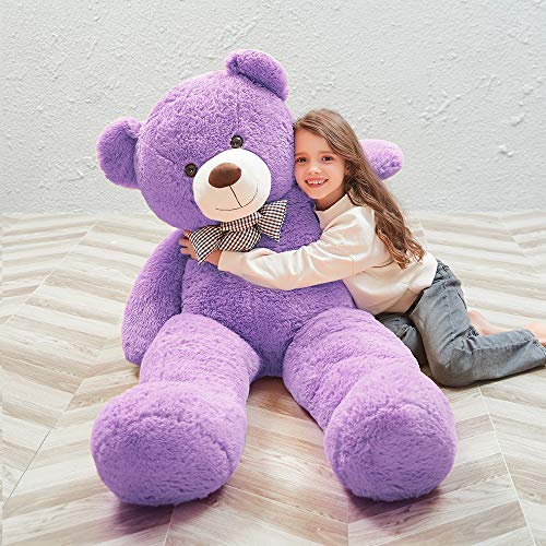 Image of MaoGoLan Giant Purple Teddy Bear 55 inch Life Size Huge Plush Massive Stuffed Animals for Girlfriend Kids Boyfriend