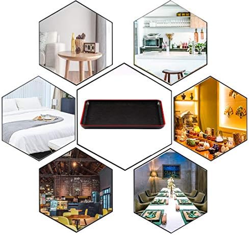 Serving Tray Japanese Style Rectangular Plastic Food Serving Plate Nesting Serving Trays for Restaurant Home Hotel Breakfast Coffee/Table Black (30 * 19.9 cm/11.8 * 7.8 in)