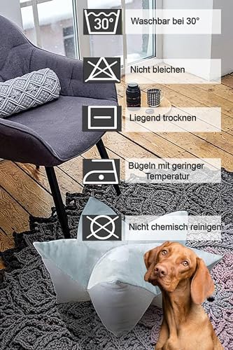 TiborTex Hundebett Tierkissen Grau 60x30 cm Kronenkissen Haustierkissen flauschig weich Kissen Hundekissen Krone waschbar Hundekorb Hundesofa