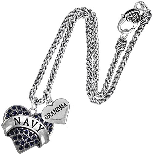 Navy Grandma Blue Crystal Necklace Heart Necklace, Hypoallergenic, Will NOT Irritate Anyone with Sensitive Skin. Safe- Nickel, Lead and Cadmium Free2