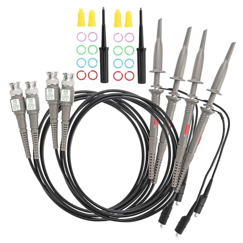 Image of Sumnacon 4Pcs 100 MHz 300V DC High Sensitivity Oscilloscope Clip Probe 10:1 and 1:1 Switchable with Mini Alligator Clip and Ground Lead