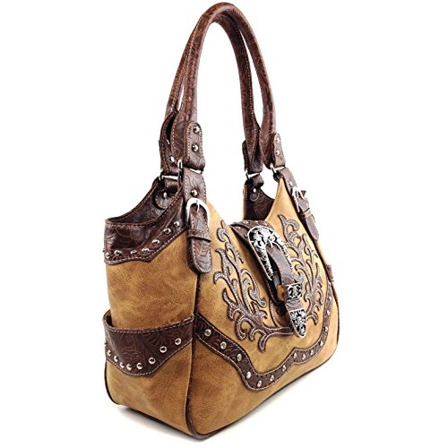 Justin West American Albino Floral Embroidery Buckle Shoulder Concealed Carry Handbag Purse3