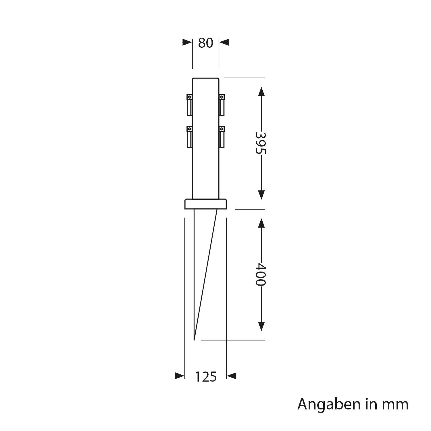 ledscom.de Kolumna gniazda ogrodowego POCK z kolcem i kablem 2m na zewnątrz, IP44, 4-krotne, antracyt (stone-look), kątowe, 39,5cm