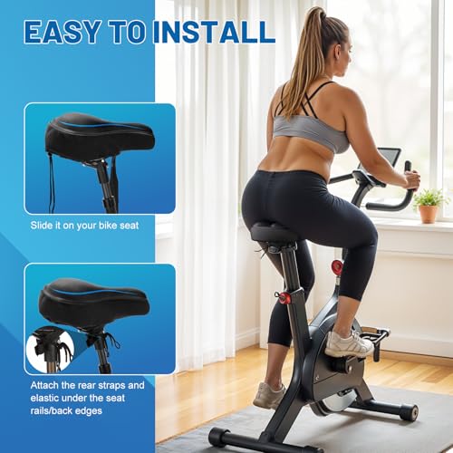 Image of APECYC Bike Seat Cushion Oversized, Comfort Bicycle Seat Cover for Women | Gel Padded Bike Seat Cover, Memory Foam Bicycle Seat Cushion for Peloton, Stationary, Exercise, Bike or Outdoor Longer Rides