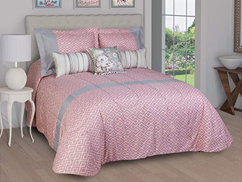 La Mejor Lista de Ropa Española más recomendados. 25 DR DORMIREAL Edrecolcha Attalia King Size 6 Piezas De Color Rosa con Detalle De Tela Española Ropa De Cama Habitación Decoración, para Todas Las Estaciones, Cómodo, Acogedor,...