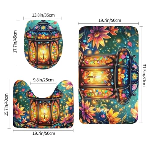 Funda para asiento de inodoro y alfombrilla de baño de microfibra suave set 3