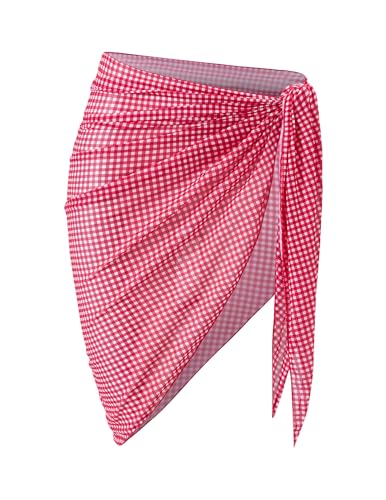 Image of Metallic Shiny Short Sarong Coverups for Women Semi Sheer Bikini Cover Up | Swimsuit Skirt Beach Bikini Cover Up Bathing Suit Wrap