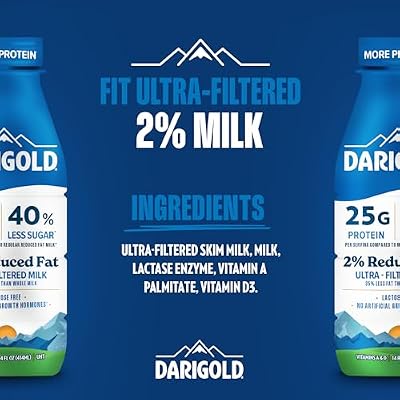 Darigold FIT High Protein Milk 2 Percent - Ultra-Filtered, Low Fat, Lactose Free - 25g Protein, 40% Less Sugar - 14oz Bottles, 12 Pack (White Milk)