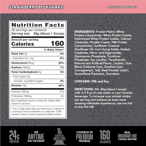 Image of BSN SYNTHA-6 EDGE Protein Powder, Strawberry Protein Powder with Hydrolyzed Whey, Micellar Casein, for Muscle Gain, Low Sugar, 24g Protein, Strawberry Milkshake, 28 Servings, 2.34 Pound (Pack of 1)