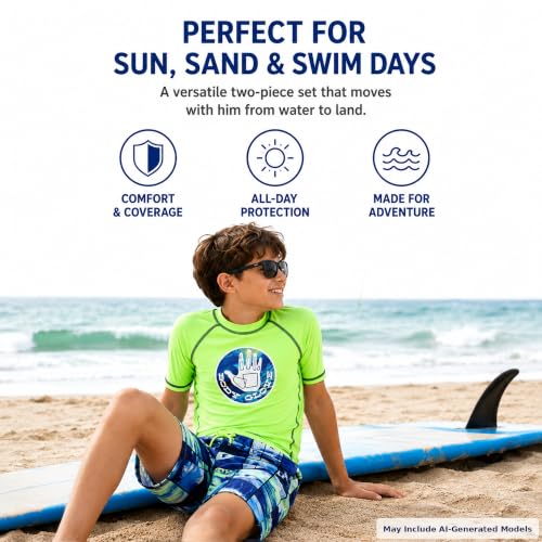 Image of Body Glove Little Boys 2-Piece Rash Guard Swimsuit Set