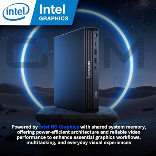Image of Lenovo ThinkCentre M70q Gen 6, Intel Core Ultra (Beats i7-13700T), 32GB DDR5 RAM, 512GB NVMe SSD, WiFi 6E, Bluetooth, RJ-45, DP Port, HDMI, Win 11 Pro, AI Business Desktop