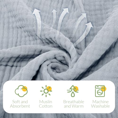 Image of VitalCozy 8 Pcs Baby Muslin Hooded Bath Towels and Washcloths, Muslin Hooded Baby Towels Absorbent Blankets for Gift Newborn Infant Shower (Cream Color)