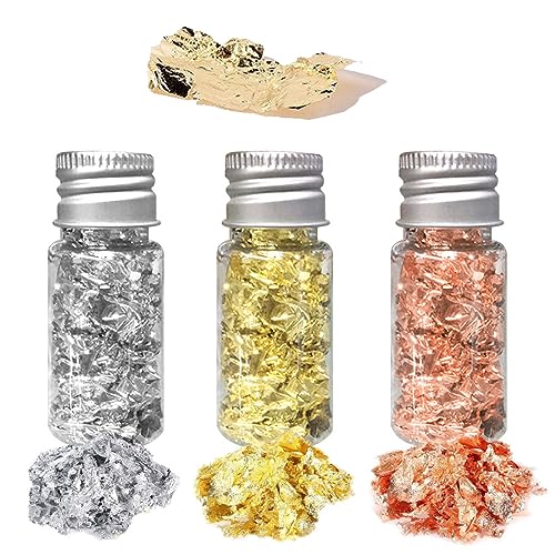 LYQNIHOB 3 piezas de escamas decorativas de pan de oro y un clip, Escamas de pan de oro, perfectas para dorar,...