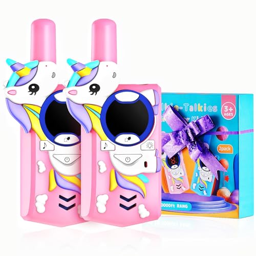 Toys for 3-12 Year Old Boys Girls,Walkie Talkies for Kids 3 Channels 2 Way Radio Toy,2 Miles Range for Outside, Camping, Hiking (Pink)