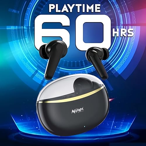 Image of AeYlight TWS in Ear Earbuds with Mic,Upto 25dB ANC 12.4mm Dynamic Titanium Drivers, Playback:Upto 60hr case, 4-Mic Design, IP55 Rating, Fast Charging Standby TIME-400HRS(Z Black)