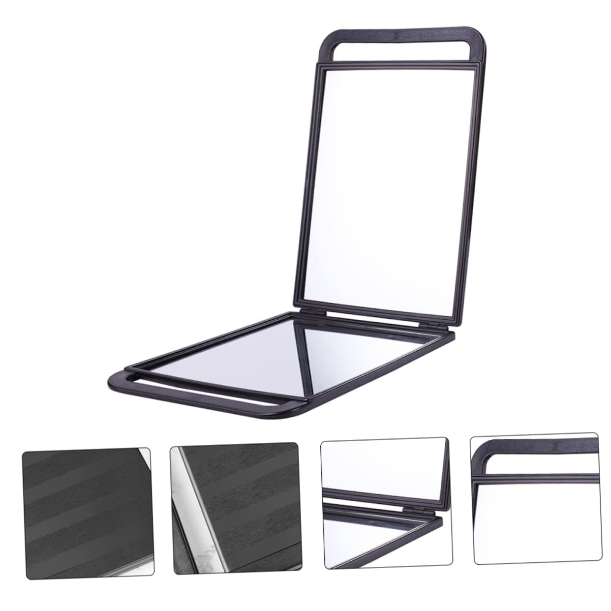 DOITOOL Doppelseitiger Handspiegel mit Griff, Schwarz, Klappbar | Abs und Aluminium, Hochauflösende Fläche, Tragbar für Reise und Schminktisch, für Mädchen und Frauen